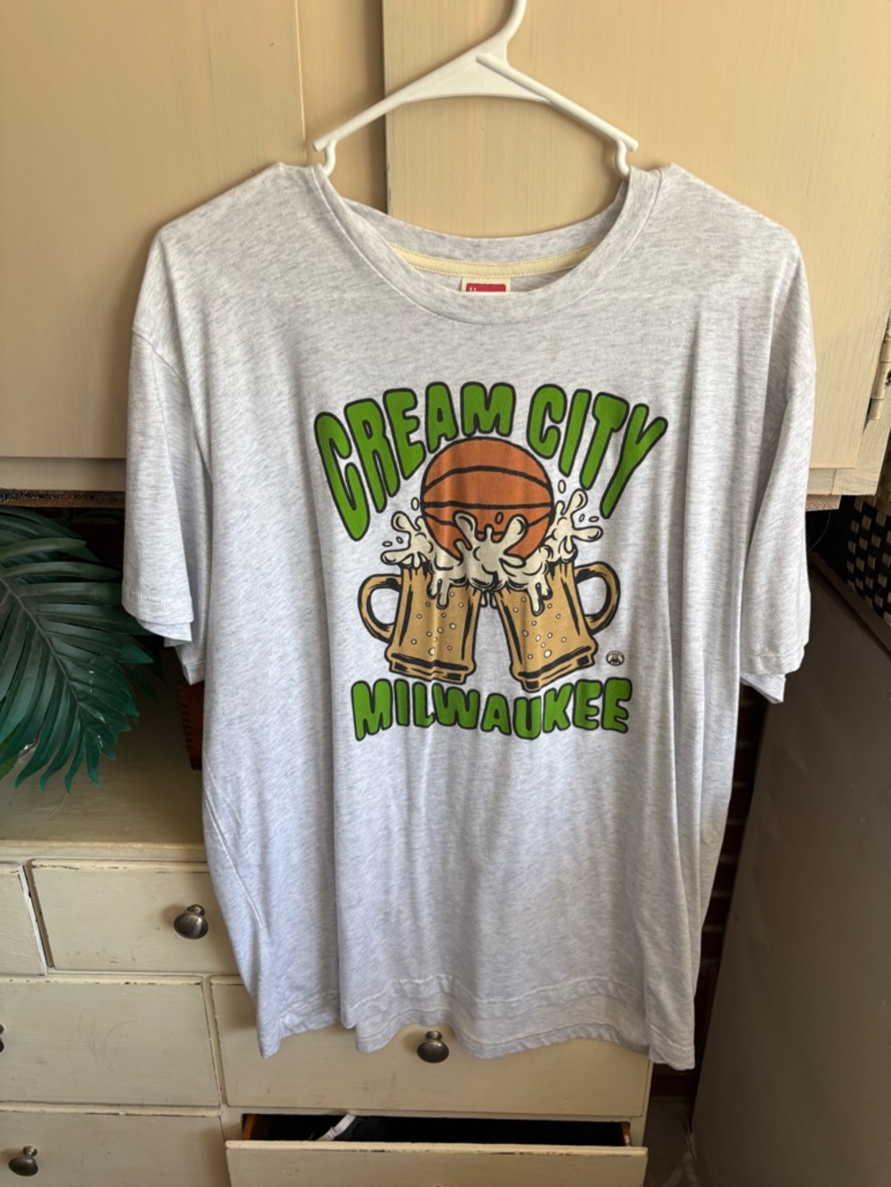 HOMAGE Gray Tee with Green and Brown Graphic